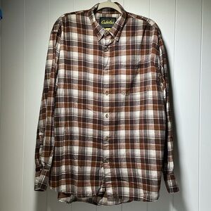 Cabela’s Flannel Shirt MEn's Size 2XL Long Sleeve Button Front Cotton Brown